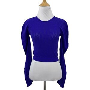 Fabletics Top Women M Medium Marine Valeria Sculpknit Cropped Long Sleeve Ribbed